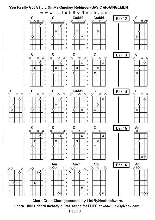 Chord Grids Chart of chord melody fingerstyle guitar song-You Really Got A Hold On Me-Smokey Robinson-BASIC ARRANGEMENT,generated by LickByNeck software.